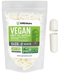 Size 2 White Empty Vegan Capsules Vegetarian Veggie Kosher Veg Caps DIY Pills