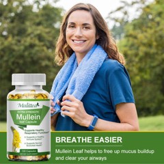 120 Mullein Leaf Capsules for Lung Cleansing&Detox Herbal Dietary Supplement