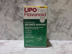 Lipo Flavonoid Advanced Balance Support Dizziness Spinning 30 Caplets 6/2026