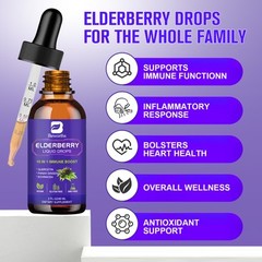 3Pack 60ml 3000mg Elderberry Extract Organic Tincture Liquid Herbal Drops 2 Floz