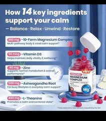 VEV Deep Calm Magnesium Complex 14-in-1 Gummies 90 Counts
