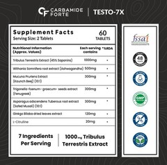 Carbamide Forte Testosterone Supplement Capsule for Men with Tribulus 1000mg, As