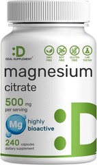 DEAL SUPPLEMENT Magnesium Citrate 500mg, 240 Capsules | Easily Absorbed,…