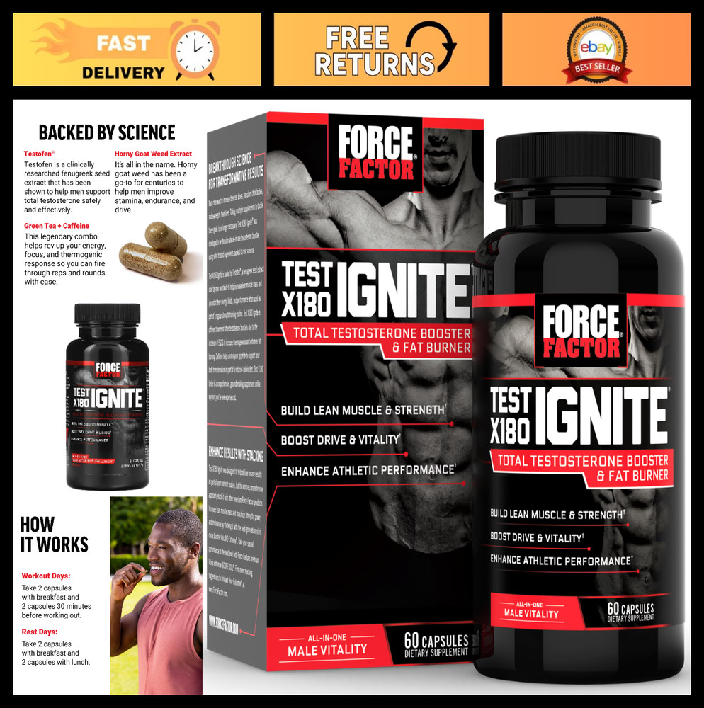 Testosterone Booster for Men – Lean Muscle, Energy Boost, Fenugreek & Green Tea,