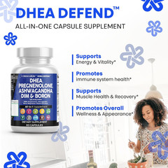 DHEA 200Mg Supplement Pregnenolone 100Mg for Men & Women with DIM Ashwagandha Bo
