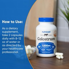 Nutricost Colostrum 1000mg, 120 Capsules – 120 Count (Pack of 1), Multicolor