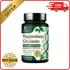Magnesium Glycinate 1000mg – Chelated for 120 Count (Pack of 1)