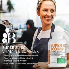 Bronson Super B 100 Vitamin B Complex Sustained Release 250 Count (Pack of 1)