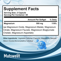 120pc Magnesium Complex 500mg Natural Anti Anxiety & Stress Relief Supplement