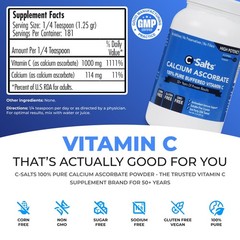 C-Salts Pure Calcium Ascorbate Vitamin C Powder – 8 Ounce (Pack of 1)