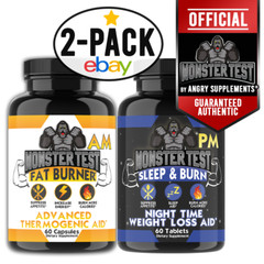 Monster Test Men’s Fat Burner AM Day + PM Night Weight Loss Diet Pill Combo 2 PK