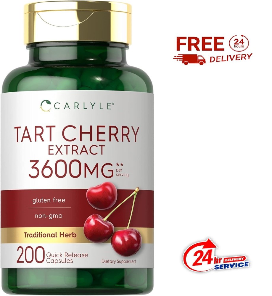 Tart Cherry Capsules | 3600mg Extract | 200 Count | by Carlyle