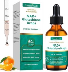 Fast-Absorbing Liposomal NAD+ & Glutathione Drops for Healthy Aging – 2.04 Fl Oz