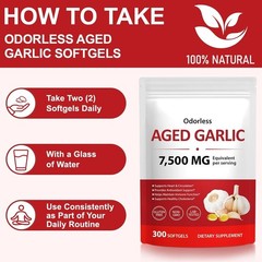 Odorless Garlic 7500Mg per Servings, 300 Softgels | 2 Years Aged Garlic Extra…