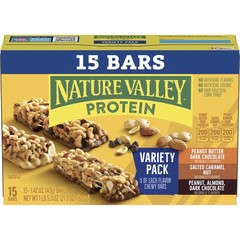 Nature Valley Protein Bars Variety Pack, Gluten Free 15 Count (Pack of 1)