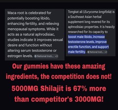 5000mg Himalayan Gold Shilajit Gummies 5000mg, Ashwagandha, Fulvic Acid 60 Count