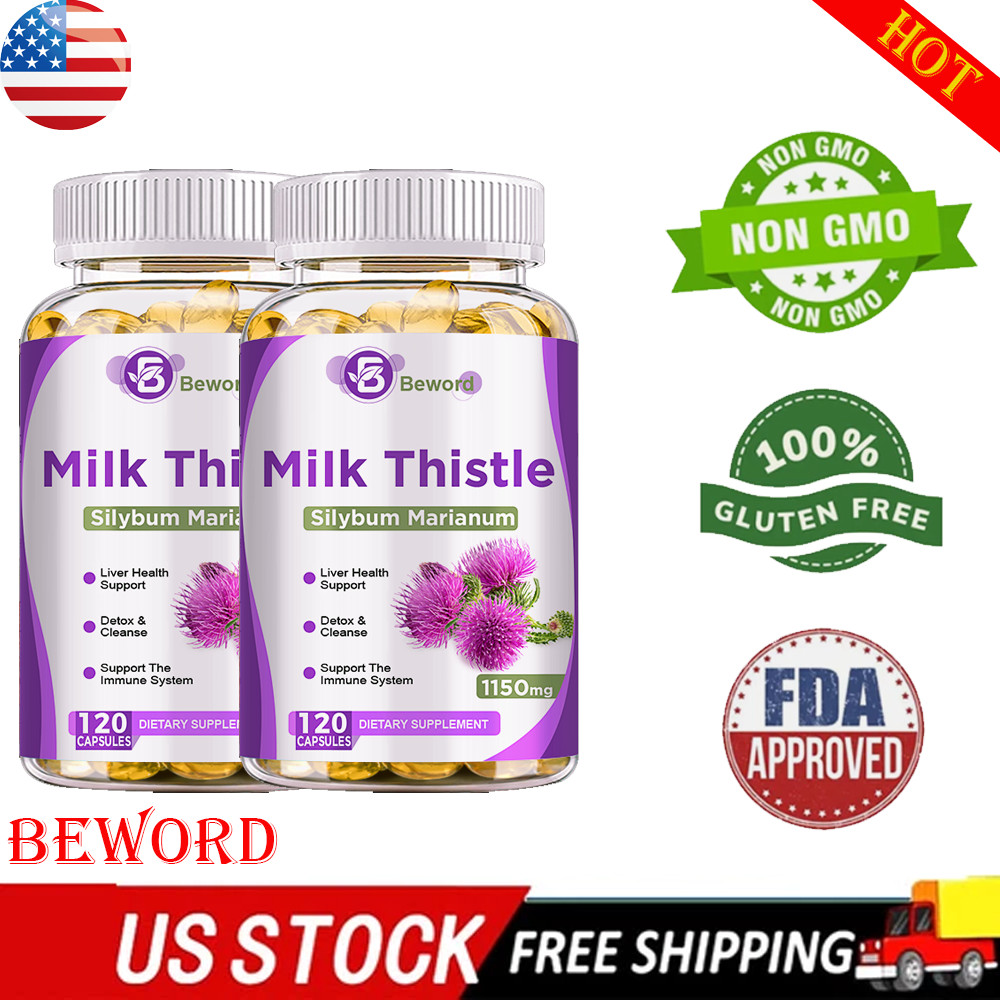 Milk Thistle Liver Cleanse Detox Herbal Liver Support Supplement 120 Capsules