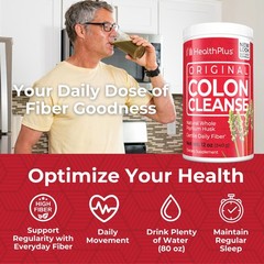 Health Plus Colon Cleanse – Natural Daily Fiber 12 Ounce (Pack of 1), White
