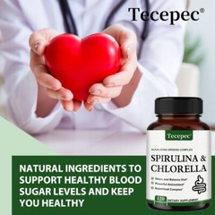 Organic Spirulina Chlorella Capsules Plant Vitamins Powerful Antioxidants