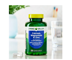 2 PACK Spring Valley Calcium, Magnesium & Zinc Plus Vitamin D3 Coated Caplets