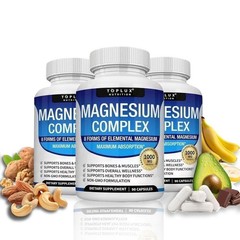 Toplux 1-3Pack Nutrition Magnesium Complex 1000mg Supports 8 Elemental Magnesium