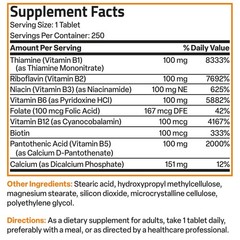Bronson Super B 100 Vitamin B Complex Sustained Release 250 Count (Pack of 1)