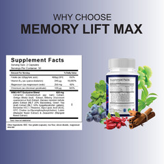 (5 Pack) Memory Lift Max Supplement, MemoryLift Nootropic Pills (300 Capsules)