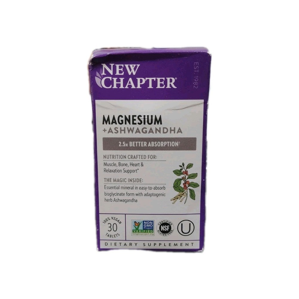 New Chapter Magnesium + Ashwagandha, 30 Vegan Tablets 4/2027