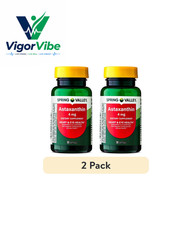 2 Pack Spring Valley Astaxanthin Softgels 4 mg Heart & Eye Health 30 Count