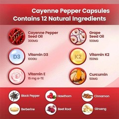 Cayenne Pepper Softgels Supplement, Supports Leg Vein, 240 Softgels /1 Bag US