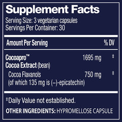 CocoaVia Memory+ Brain Supplement 750 mg Cocoa Flavanols Capsules, 60 Day Supply