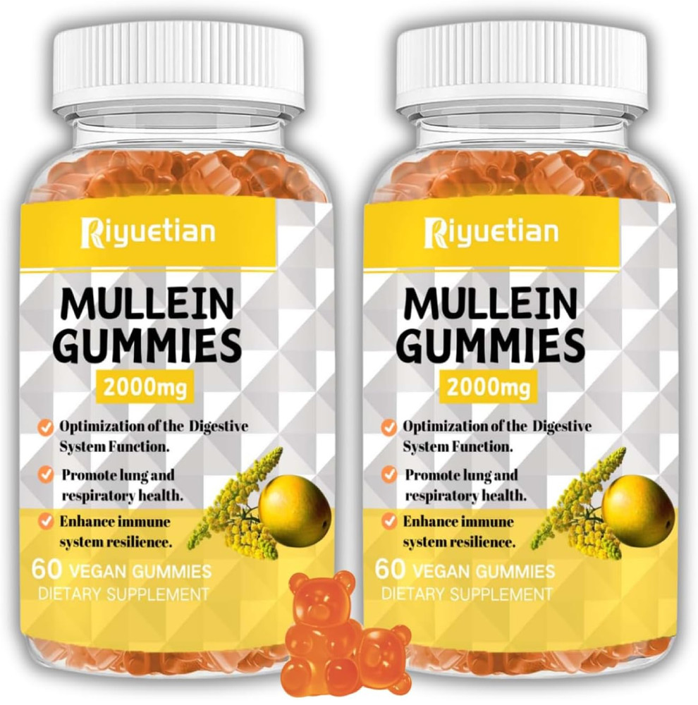 Mullein Gummies, 2000mg Organic Mullein Leaf Extract with Quercetin, Bromelain &
