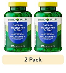 (2 pack) Spring Valley Calcium, Magnesium & Zinc Plus Vitamin D3 Coated 250 Ct