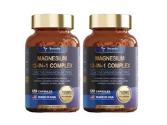 1-3x Magnesium 12 in 1 Complex 700mg-Glycinate Citrate Malate Taurate 120 Caps