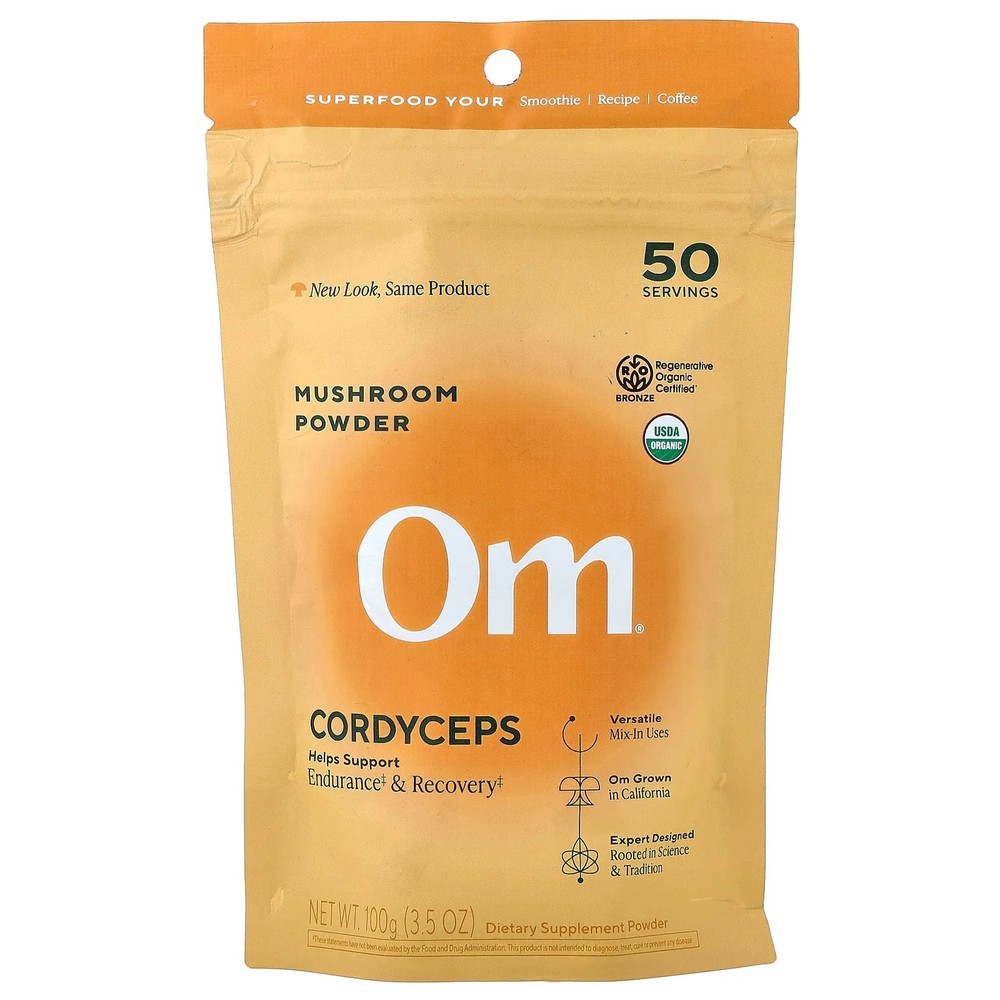 2 X Om Mushrooms, Mushroom Powder, Cordyceps, 3.5 oz (100 g)