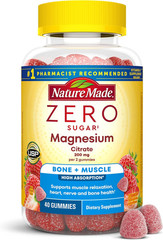 Nature Made Zero Sugar Magnesium Citrate Gummies 200mg Muscle Bone 40ct NEW
