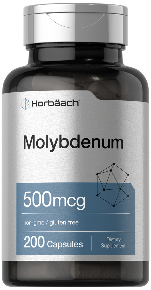 Molybdenum Supplement | 500mcg | 200 Capsules | Amino Acid Chelate | by Horbaach