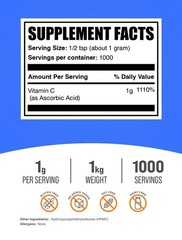 BulkSupplements.com Ascorbic Acid Powder – Vitamin C Supplement, for Immune