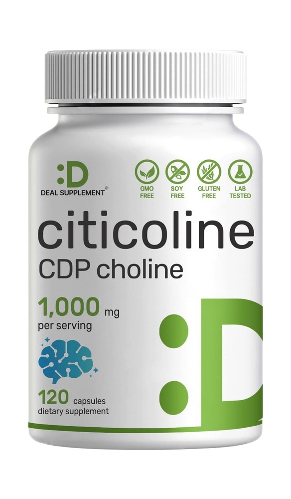 DEAL SUPPLEMENT Citicoline CDP Choline, 1,000mg Per Serving, 120 Capsules –