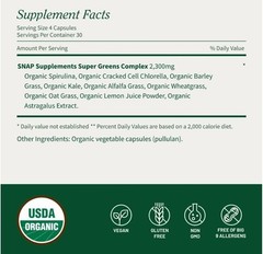 Snap Supplements Organic Spirulina & Chlorella Blue Green Algae 120 Capsules