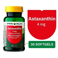 2 Pack Spring Valley Astaxanthin 4mg Softgels Heart & Eye Health, 30 Count