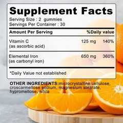 Iron 650mg – Vitamin C – Hemoglobin Formation, Relieve Anemia, Anti-fatigue
