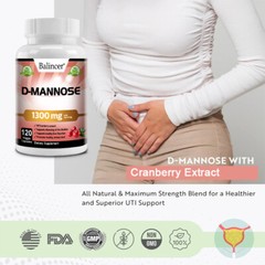 D-Mannose 1300 Mg With Cranberry Extract – Urinary Tract, Bladder Health
