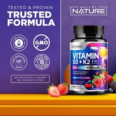 Vitamin D3 K2 Chewable, 5000 IU & MK-7 100 mcg, 120 120 Count (Pack of 1)