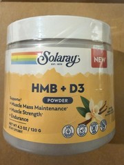 Solaray , HMB + D3 Powder, Natural Vanilla, 4.2 oz (120 g) Exp 08/27