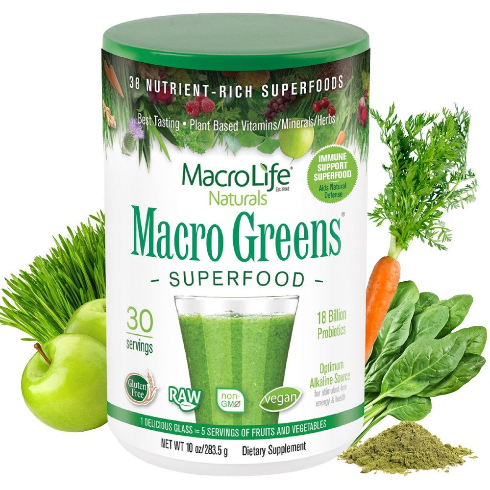 MacroLife Naturals Macro Greens Superfood Powder – 38 Superfoods with Probiot…