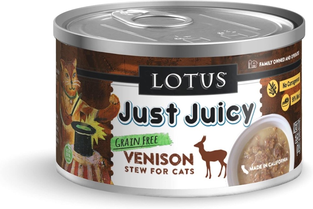 Lotus 2.5 Oz Cat Just Juicy Venison Stew (Case Of 24),One Size