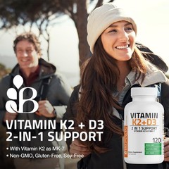 Bronson Vitamin K2 (MK7) with D3 Supplement Non-GMO 250 Count (Pack of 1)