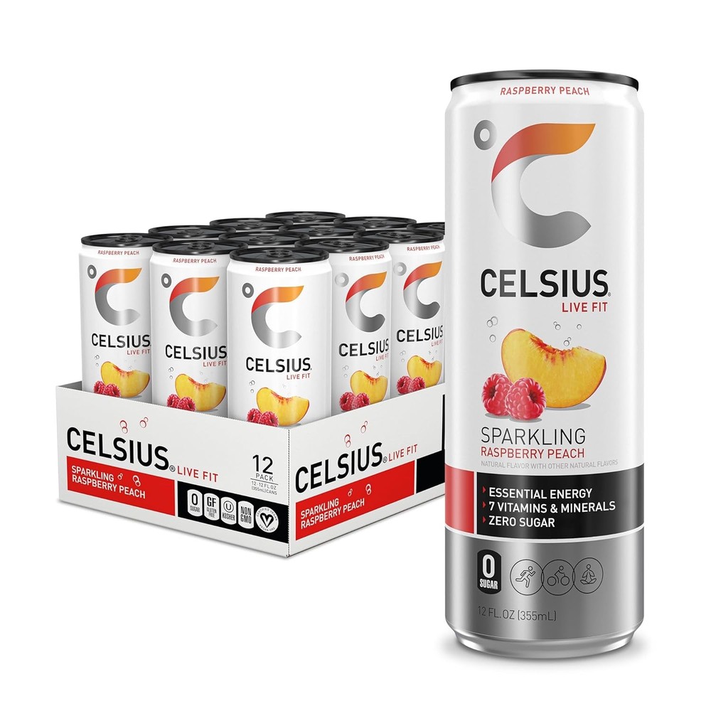Celsius Energy Drink Raspberry Peach Sugar Free 12 Fl Oz