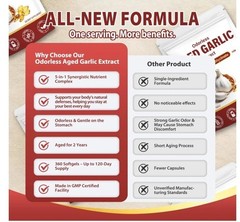 Odorless Aged Garlic Extract Capsules, 2-Year Aged Garlic with Magnesium